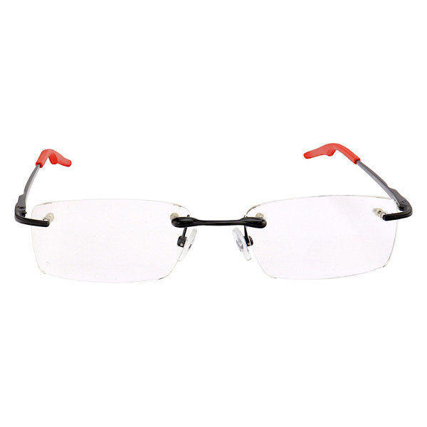 Armação de Óculos Retangular Flutuante Sem Aro Wingback Preto Vermelho